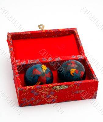 Chinese balls inside the red box