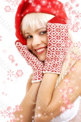 santa helper girl with snowflakes santa helper girl with snowflakes