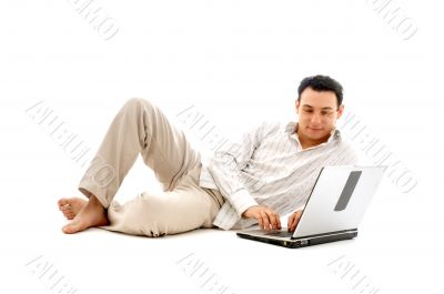 relaxed man with laptop relaxed man with laptop