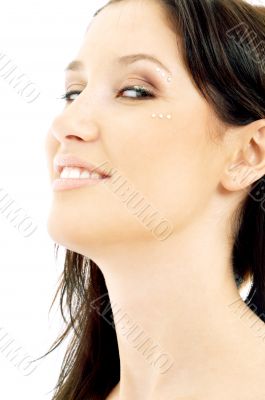 smiling brunette with diamond make-up