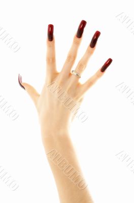 hand with long acrylic nails