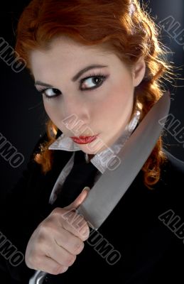 crazy schoolgirl with knife