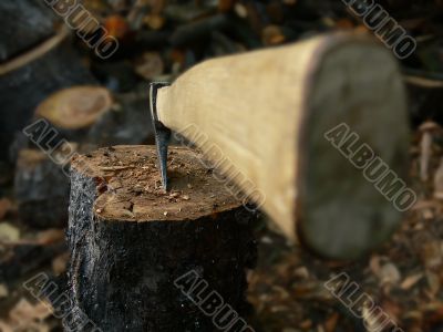 Axe on stump