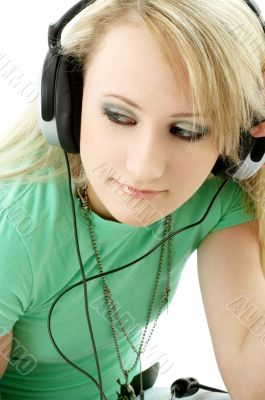 teenage girl in headphones
