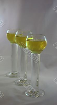 Three crystal liqueur glasses
