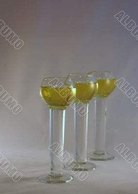 Three crystal liqueur glasses