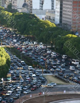 Rush hour traffic, twilight