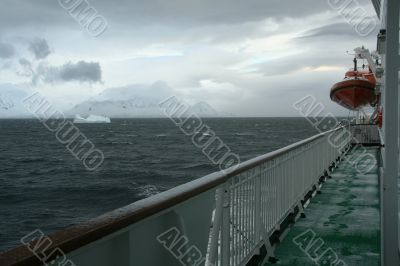 Life boat and cruise ship deck