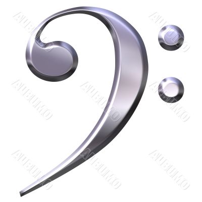3D Silver Bass Clef