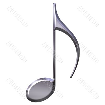 3D Silver Eighth Note