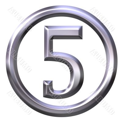 3D Silver Number 5