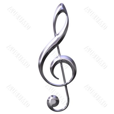 3D Silver Treble Clef