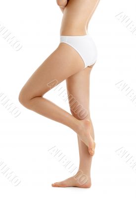 legs and torso in white bikini panties