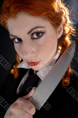 crazy schoolgirl with knife #2