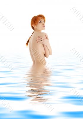 healthy redhead in blue water #2