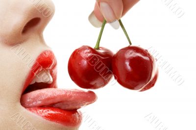 cherry, lips and tongue