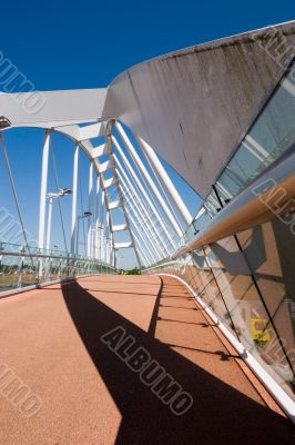 White bridge against a clear blue sky White bridge against a clear blue sky