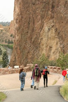 Family going rock climbing