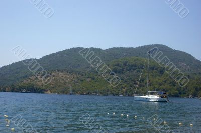 Yacht at anchor