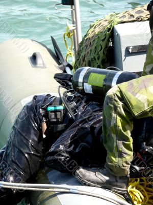 Military Diver On Mission