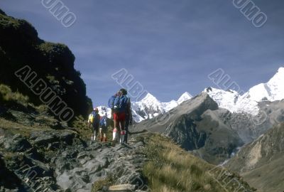 Hikers on rocky trail