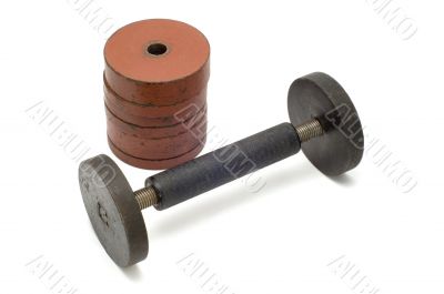 dumbbells on white