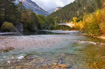 Flood of the mountain river.