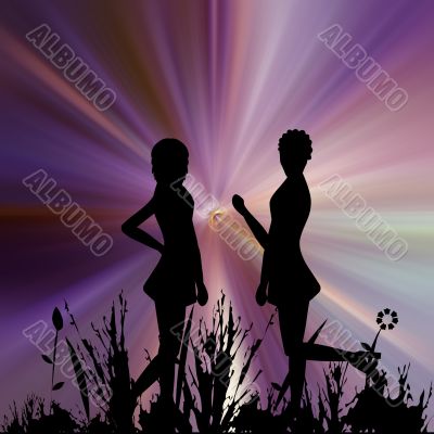 People in a field