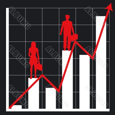 business chart and people