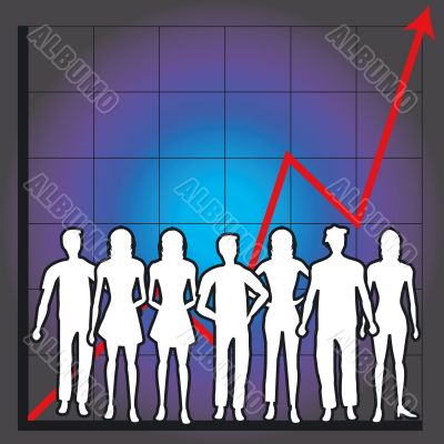 business chart and people