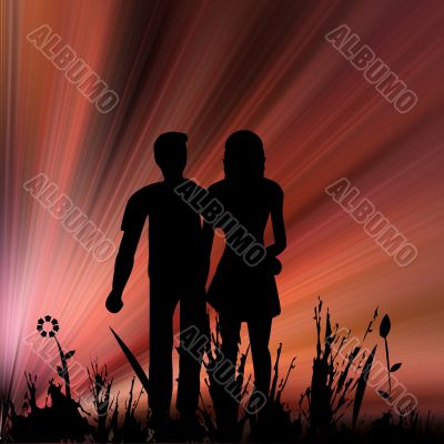 People in a field