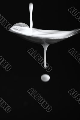 Milk on spoon Milk on spoon