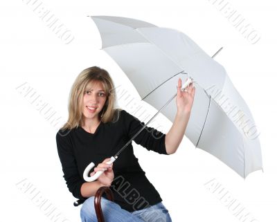 Beauty blonde girl with an umbrella