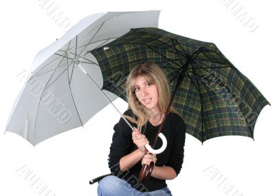 Beauty blonde girl with an umbrella