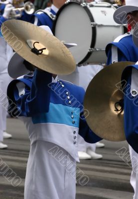 Cymbals player in marching band