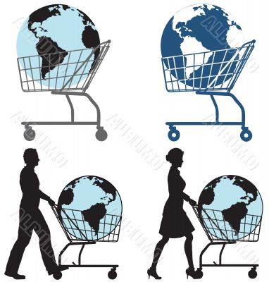 Earth Shopping Cart People