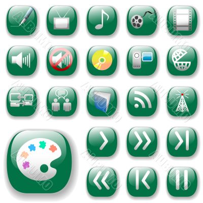 Green Icons, Digital Media Art Set