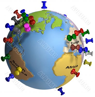 Tacks In Earth Map - Atlantic