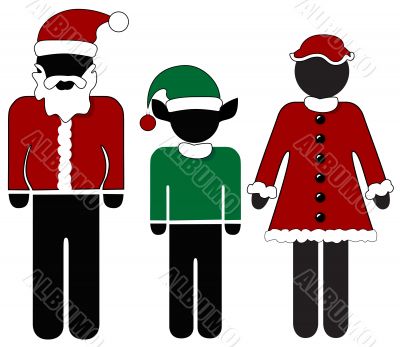 Christmas Santa, Mrs Claus, & Elf Christmas Santa, Mrs Claus, & Elf