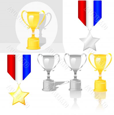 Shiny Trophy Award Medal