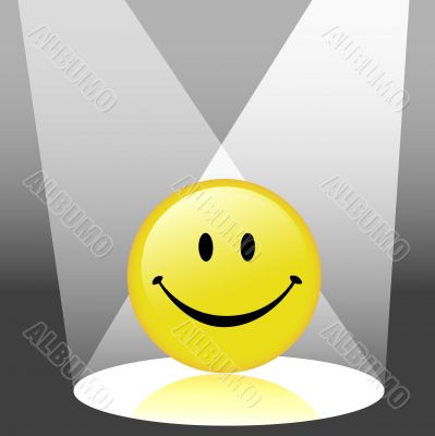 Happy Emoticon Smiley Face in Spotlight