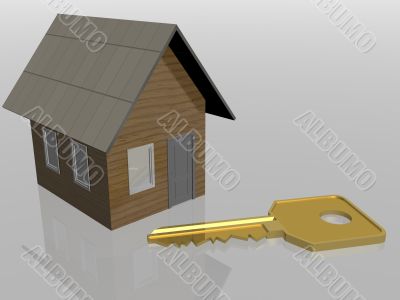 Key from the house. 3D object.