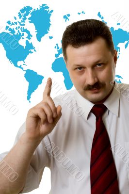 The young businessman on a background of a map