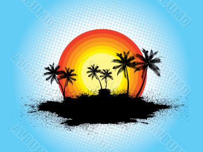 Grunge palm trees