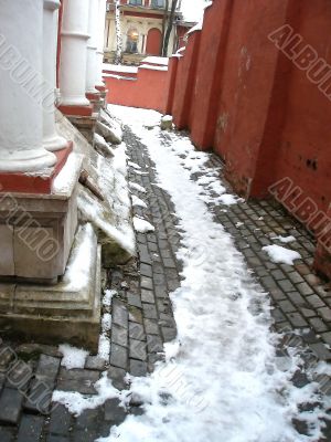 The walkway in the temple