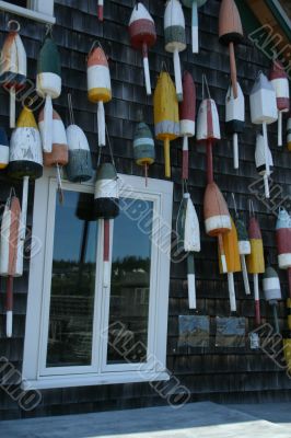 Lobster floats, on side of house Lobster floats, on side of house