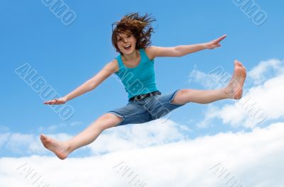 jumping on a trampoline