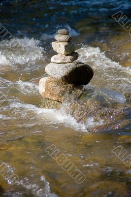 little ditch with many stones and rocks