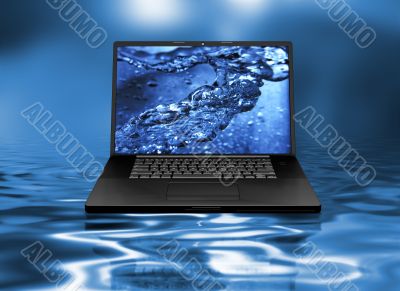 Laptop on water