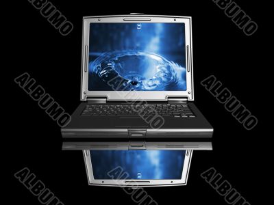 Laptop with water drop Laptop with water drop